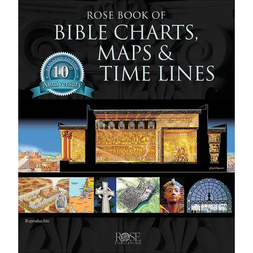 Rose Book of Bible Charts, Maps & Time Lines with architectural illustrations on a black background