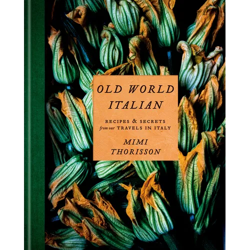 Book cover with zucchini pattern and text about Old World Italian recipes