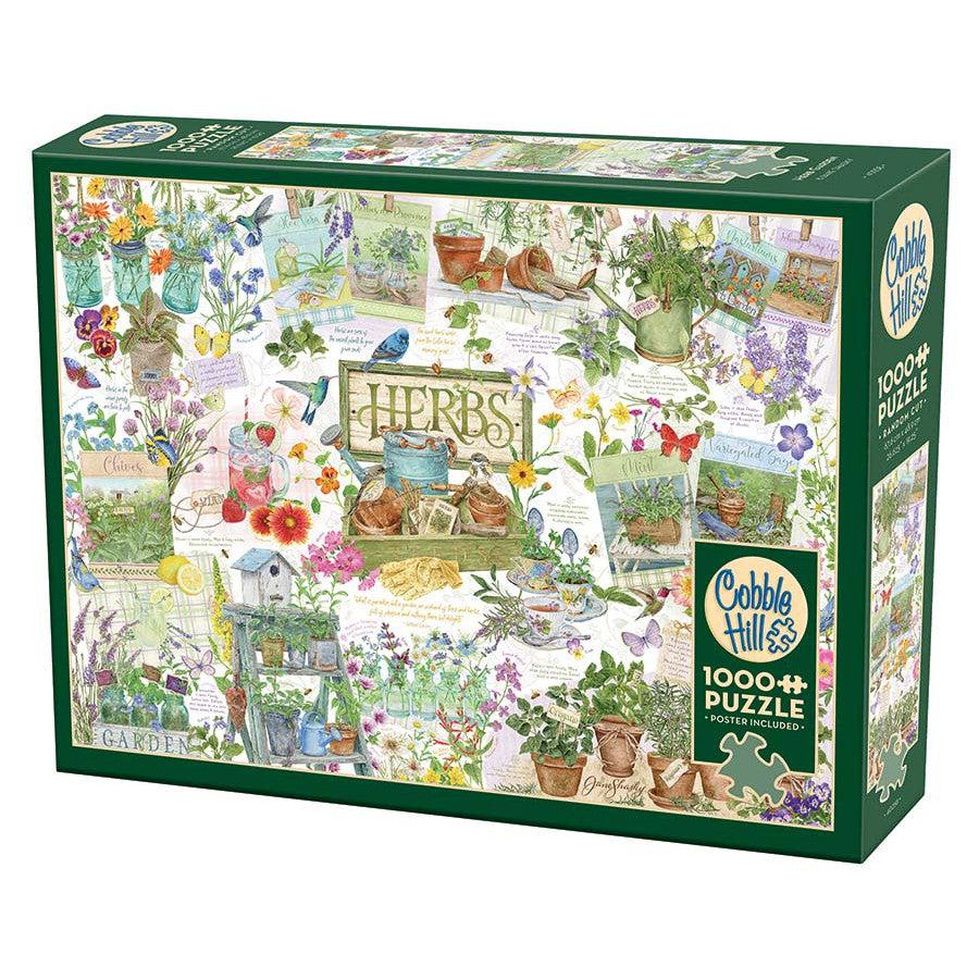 Cobble Hill puzzle box with herb garden theme on a white background