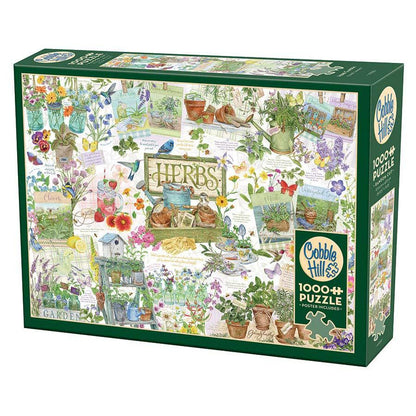 Cobble Hill puzzle box with herb garden theme on a white background