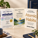 Resilient Mindset Reading Path 3-book bundle featuring Mindset by Carol S. Dweck, The Antidote by Oliver Burkeman, and Atomic Habits by James Clear.