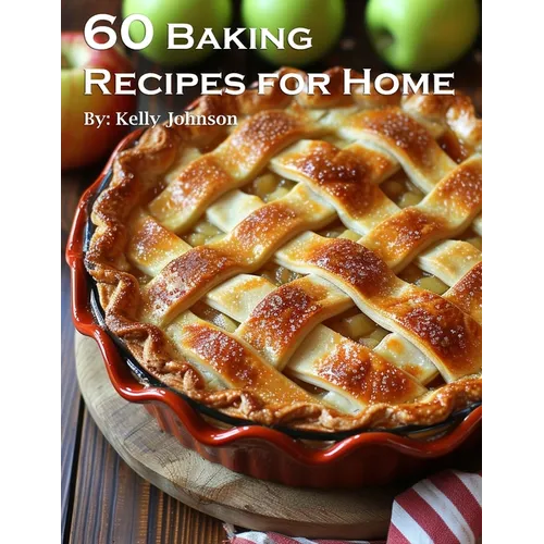 Book cover of '60 Baking Recipes for Home' with an apple pie and apples in the background