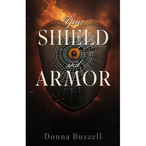Book cover of 'Your Shield and Armor' with a shield design and flames.